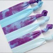 Elastic Hair Tie - Tie Dyed - The Blueberry Collection - Set of 6 - Hair Ties