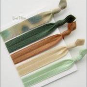 Elastic Hair Tie The Camoflage Collection Set of 5 Doubles as Bracelet