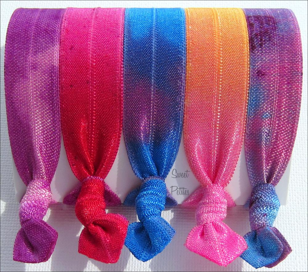 Hair Tie - Tie Dyed - The Tropical Collection - Set Of 5 - Elastic Hair Ties