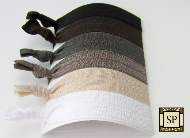 Hair Ties - Set Of 6 - Ultimate Neutrals Collection - Elastic Hair Ties ...