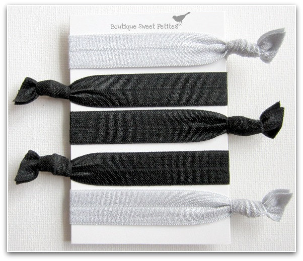 Hair Tie Elastic Anthropologie Inspired Double As Bracelets Silver And Licorice Black Set Of 5