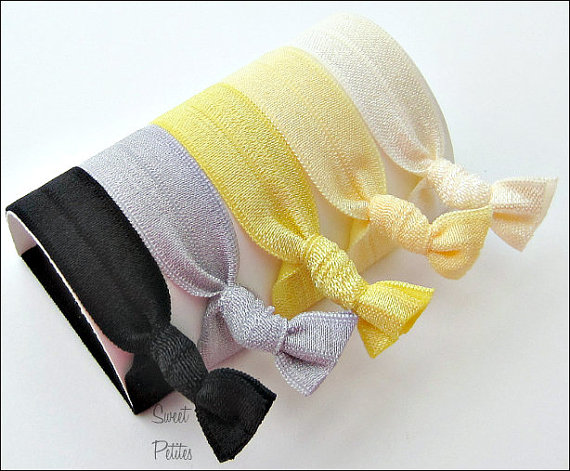 Hair Ties - Lemon Drop Collection - Set Of 5 - Doubles As Bracelet - Elastic Hair Ties