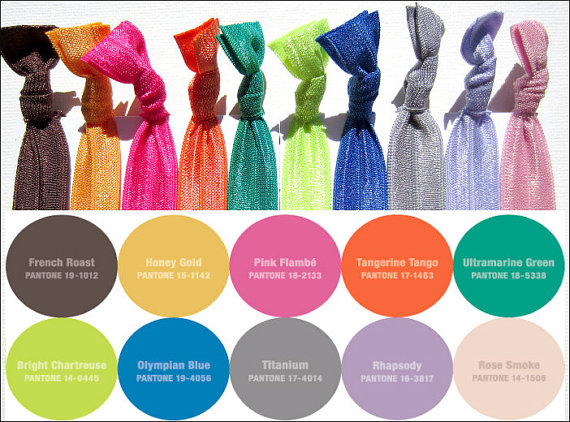 Hair Ties - The Pantone 2012 Fall Collection - Set Of 10 - Elastic Hair Ties - Sweet Petites